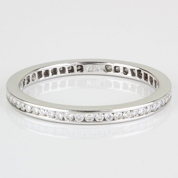 New Jolie 18k White Gold Diamond Stackable Eternity Anniversary Wedding Ring - Picture 2 of 3